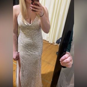 Champagne Gold Sequin Prom Dress